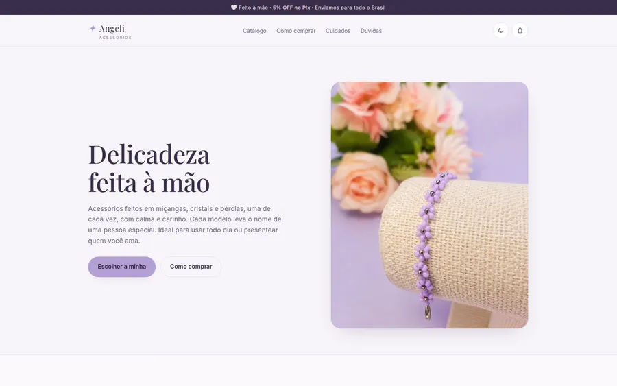 Captura de tela do site Angeli Acessórios